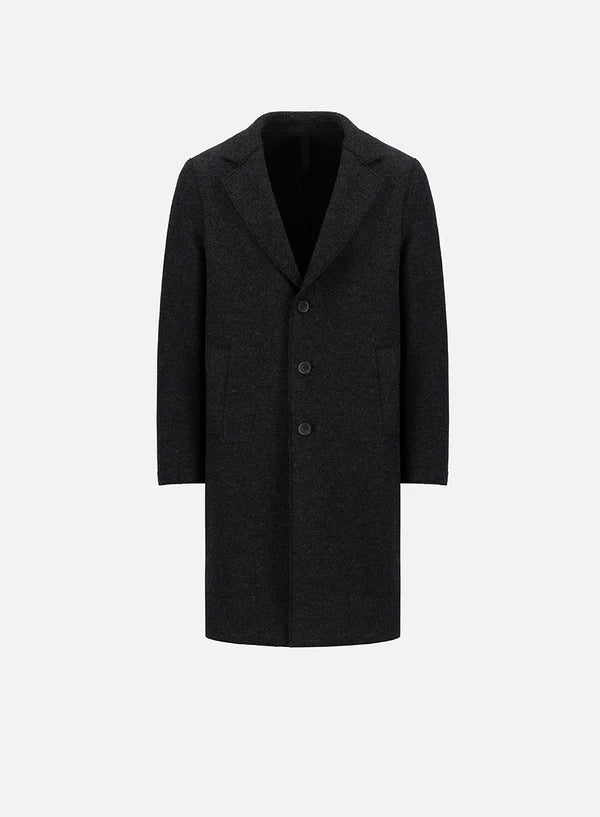 HARRIS WHARF ANTHRACITE GREY SINGLE BREASTED WOOL COAT
