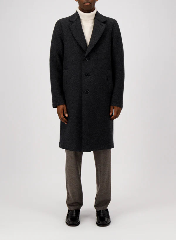 HARRIS WHARF ANTHRACITE GREY SINGLE BREASTED WOOL COAT