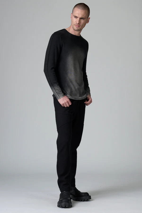 BLACK HAND SPRAYED VIRGIN WOOL KNIT