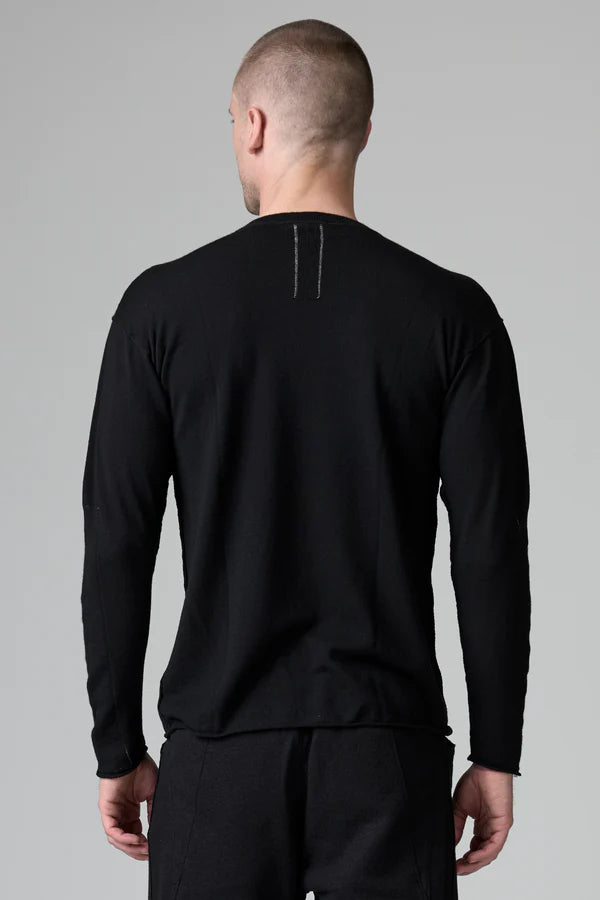 Black Virgin Wool Round Neck Knit