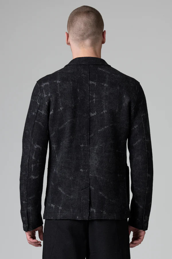 BLACK VIRGIN WOOL & VISCOSE JACQUARD BLAZER