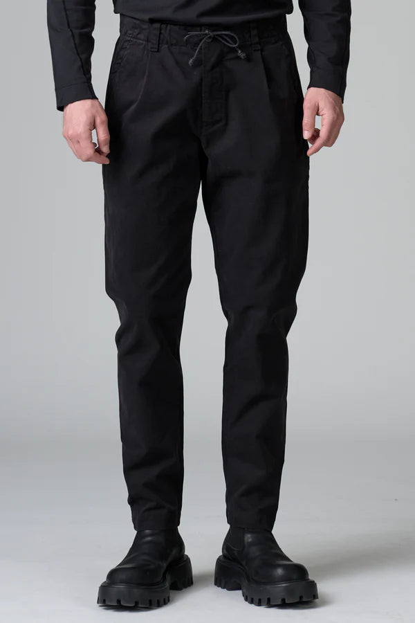 BLACK COTTON GABARDINE JOGGERS