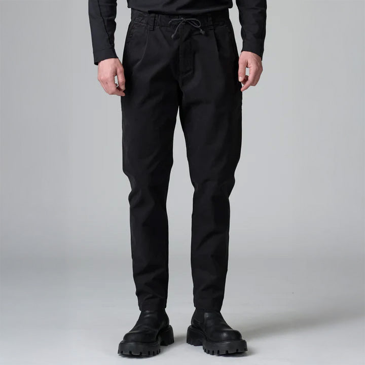 BLACK COTTON GABARDINE JOGGERS - BLACK