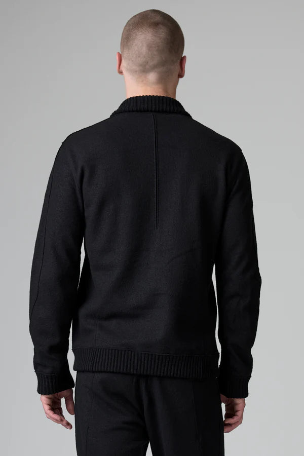 BLACK BOILED WOOL JACKET
