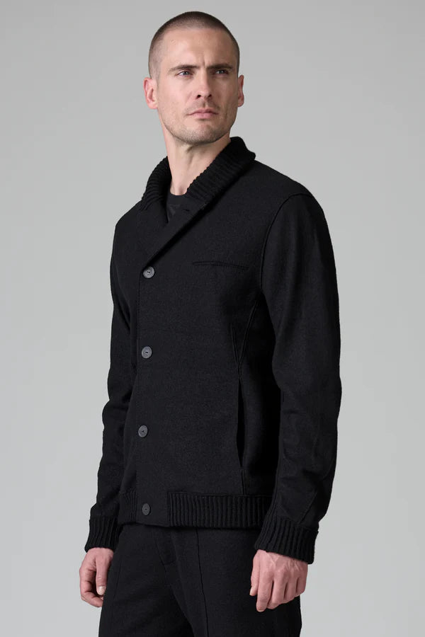 BLACK BOILED WOOL JACKET