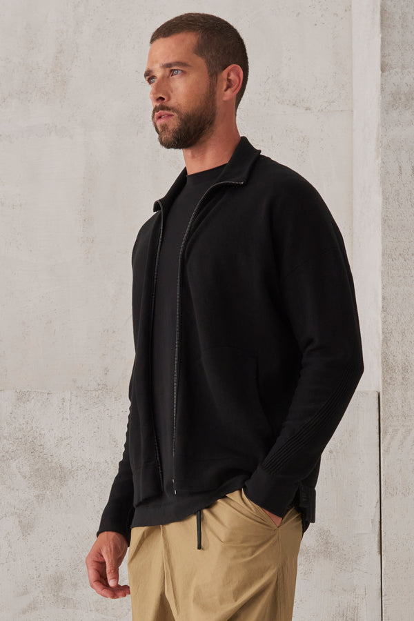 Oversized zipped jacket - BLACK