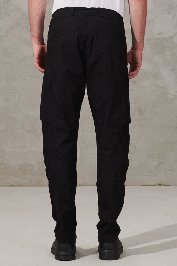 Light cotton cargo trousers  - BLACK