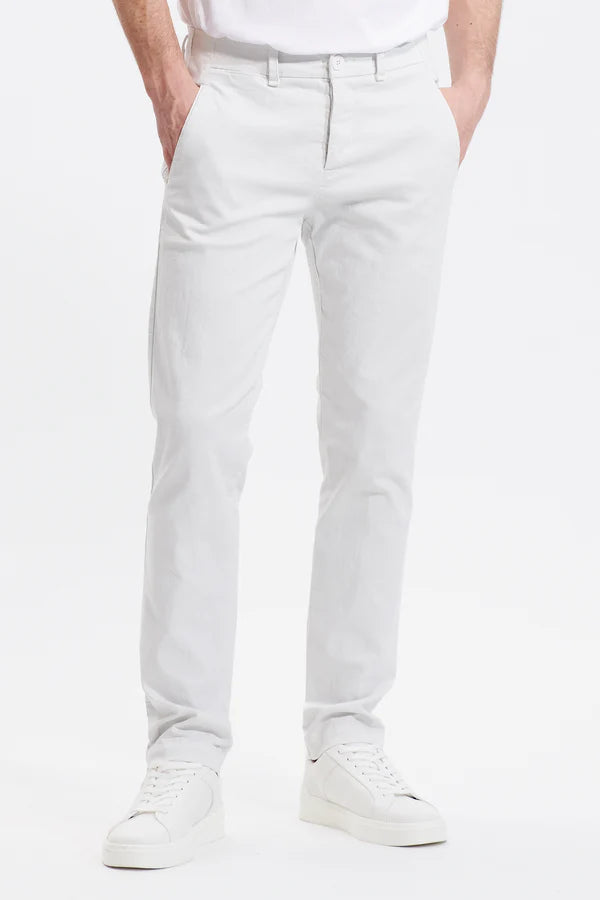 Regular-fit chino trousers in stretch cotton - Ice