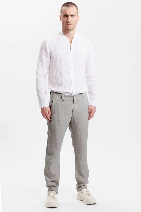 Regular fit-linen trousers - Clay