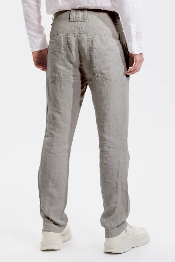 Regular fit-linen trousers - Clay