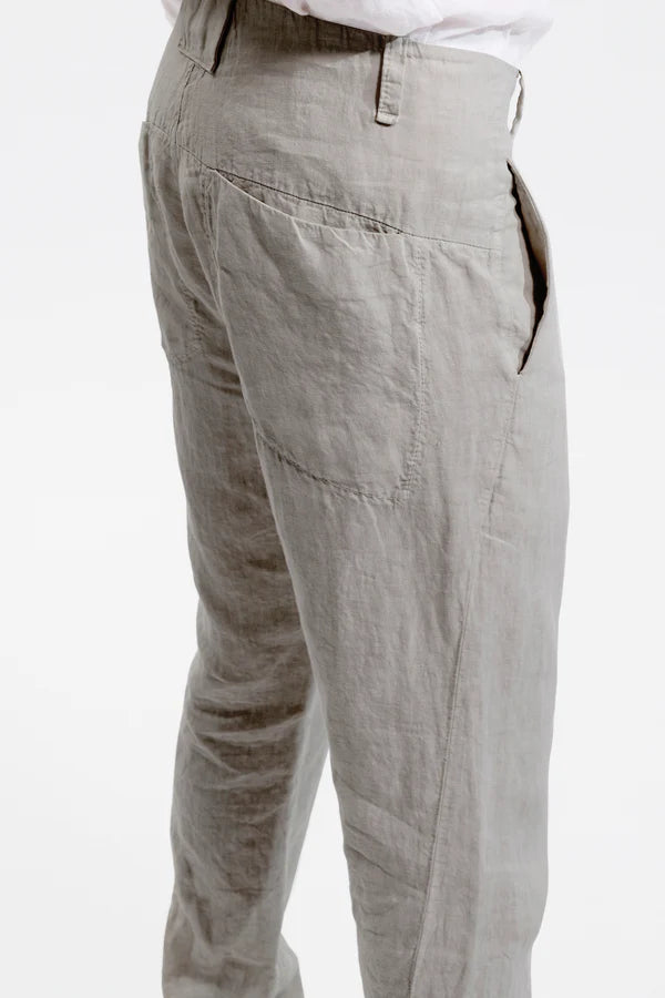 Regular fit-linen trousers - Clay