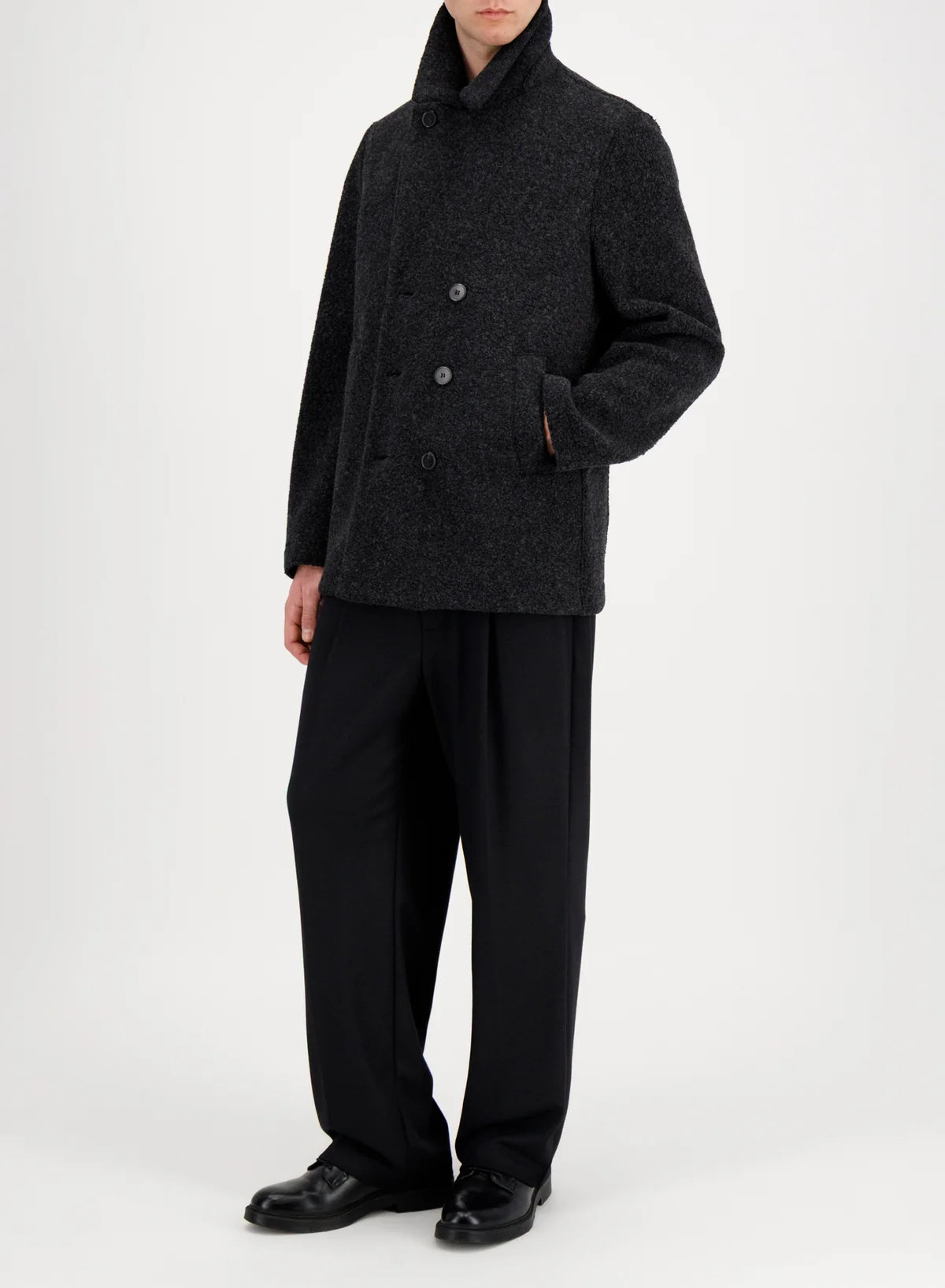 BOUCLÉ PEACOAT - ANTHRACITE