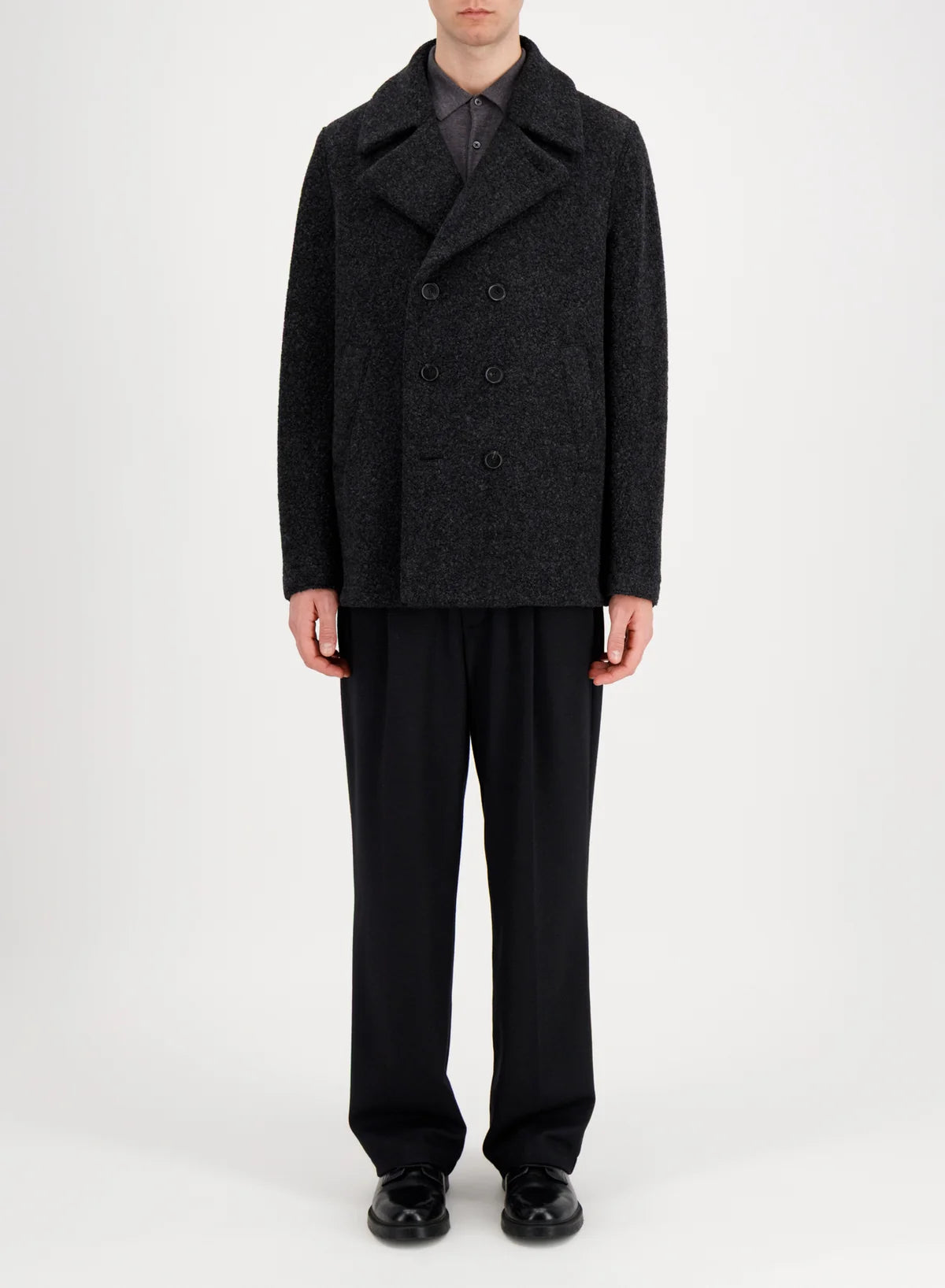 BOUCLÉ PEACOAT - ANTHRACITE