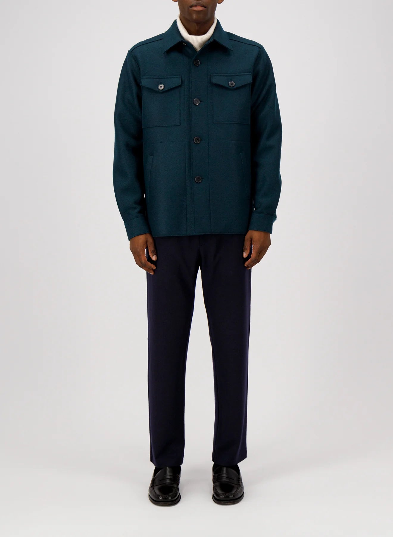 HARRIS WHARF SHIRT JACKET PRESSED WOOL