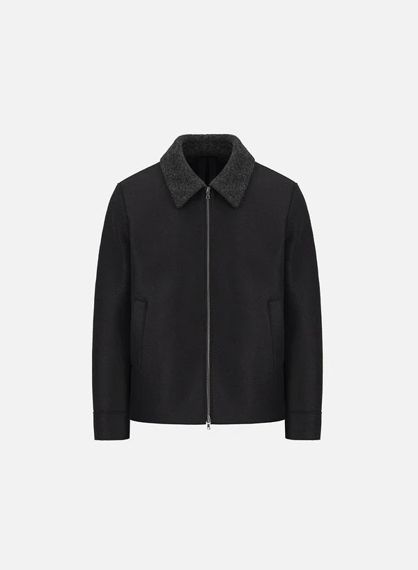 HARRIS WHARF GOLF JACKET PRESSED WOOL AND BOUCLÉ