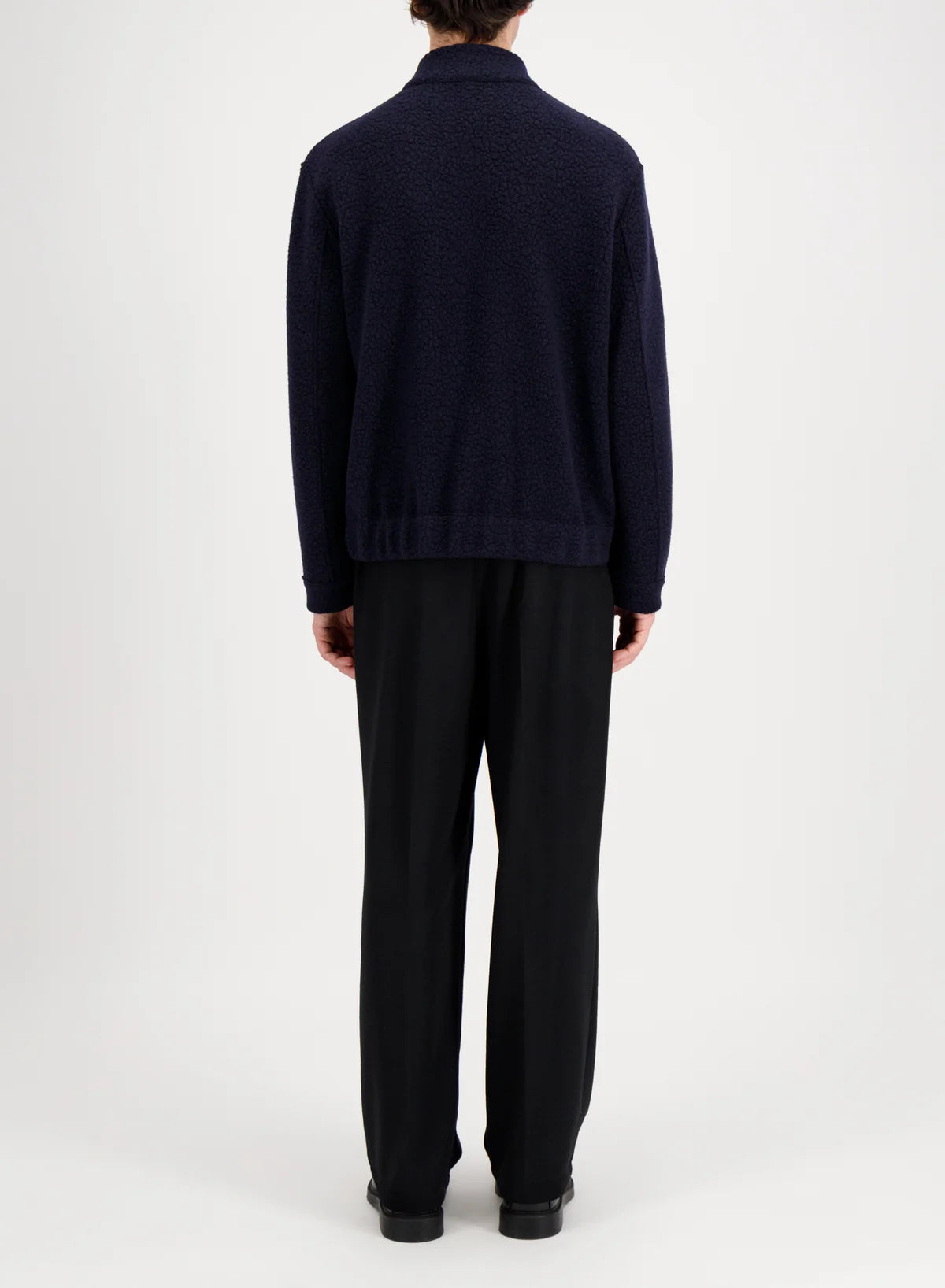 BOUCLÉ BOMBER JACKET - NAVY BLUE