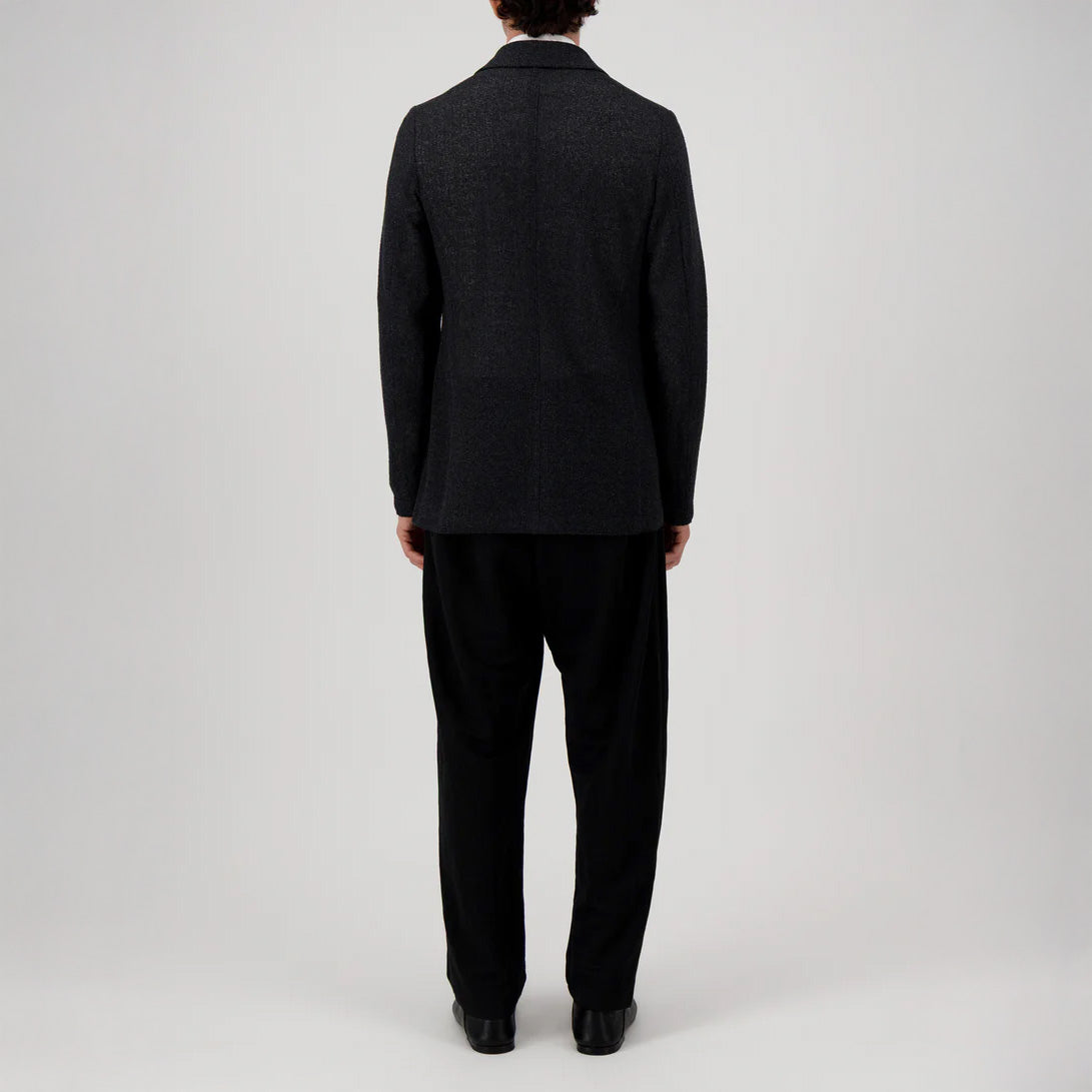 DOUBLE BREASTED  BICOLOR BLAZER FRISÉ - CHARCOAL