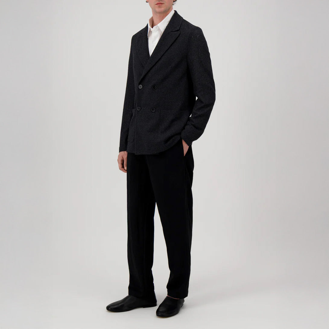 DOUBLE BREASTED  BICOLOR BLAZER FRISÉ - CHARCOAL