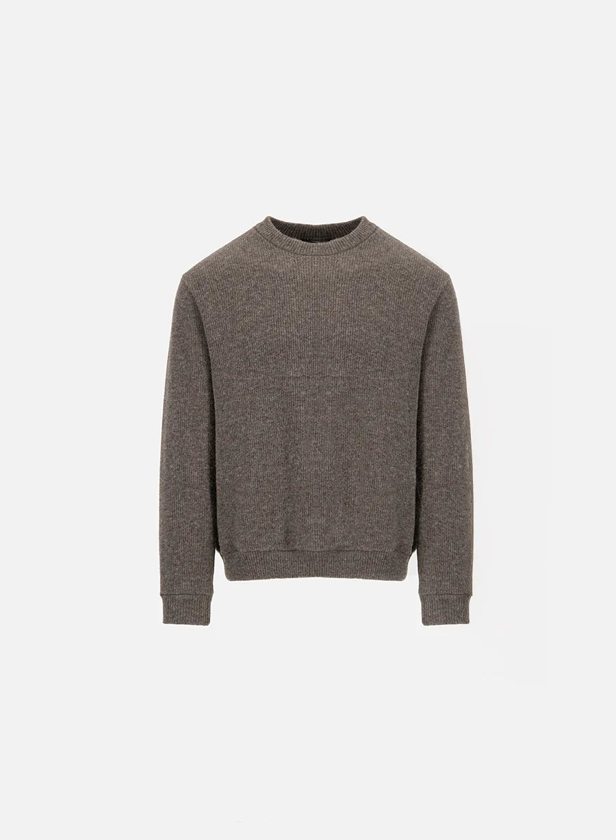 KNOTTED CREW-NECK - BROWN GREY