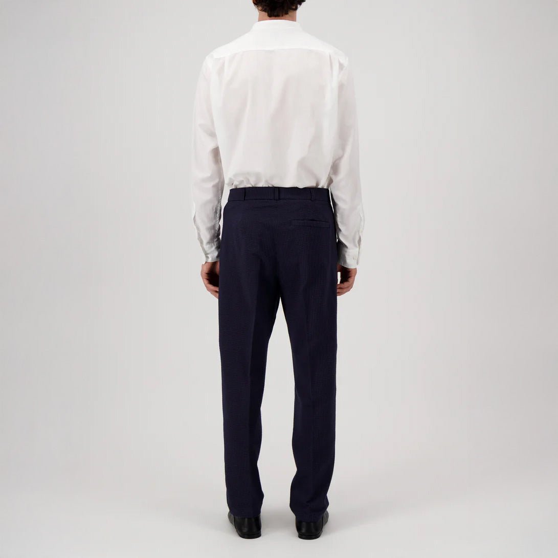 PLEATED TROUSERS COOLMAX SEERSUCKERS - BLACK