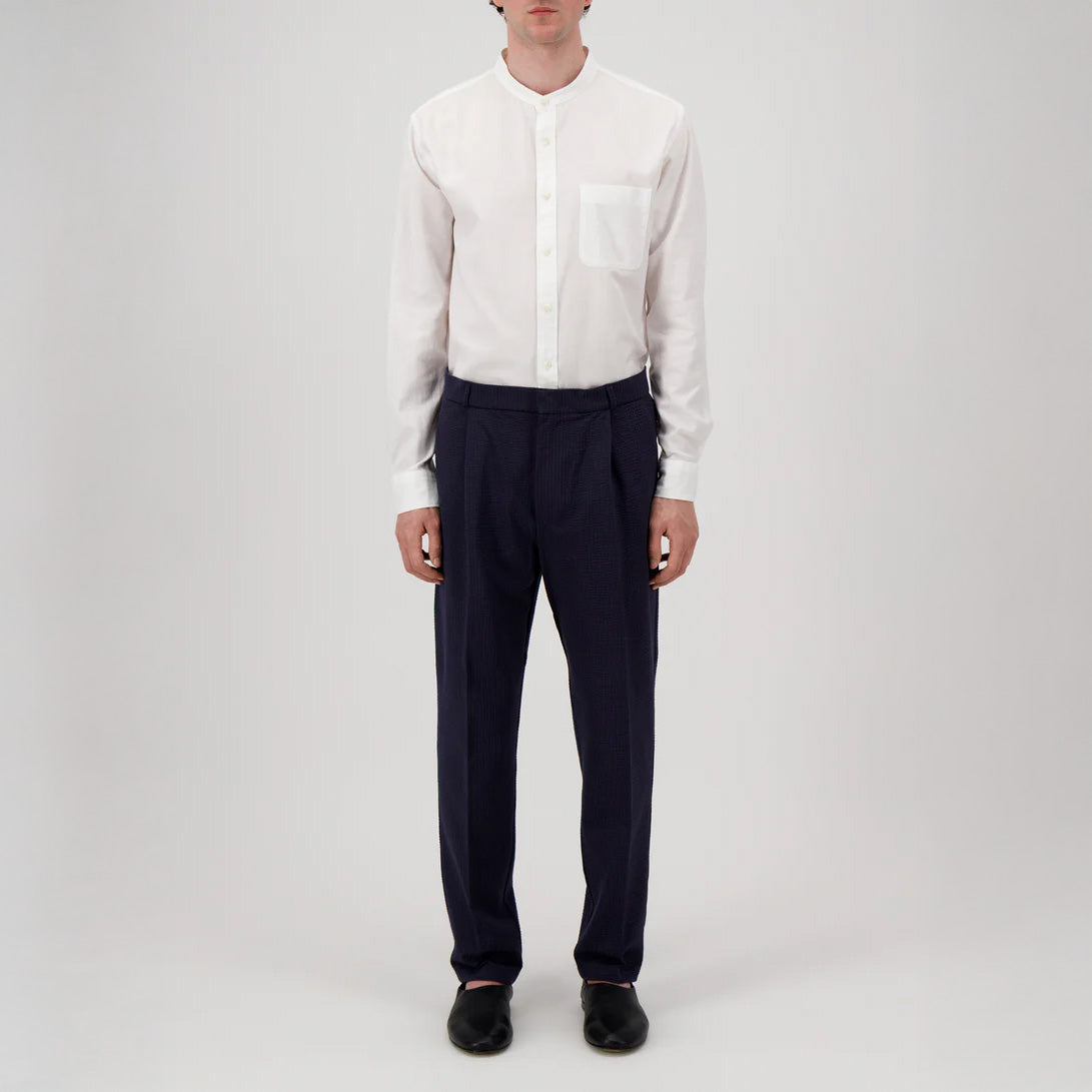 PLEATED TROUSERS COOLMAX SEERSUCKERS - BLACK