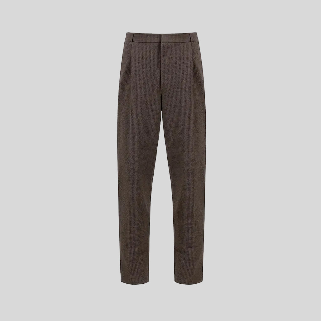 PLEATED TROUSERS COOLMAX SEERSUCKERS - MOLE BROWN