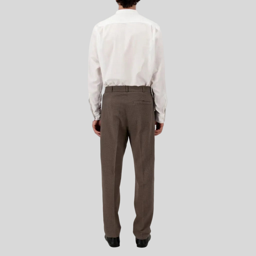 PLEATED TROUSERS COOLMAX SEERSUCKERS - MOLE BROWN