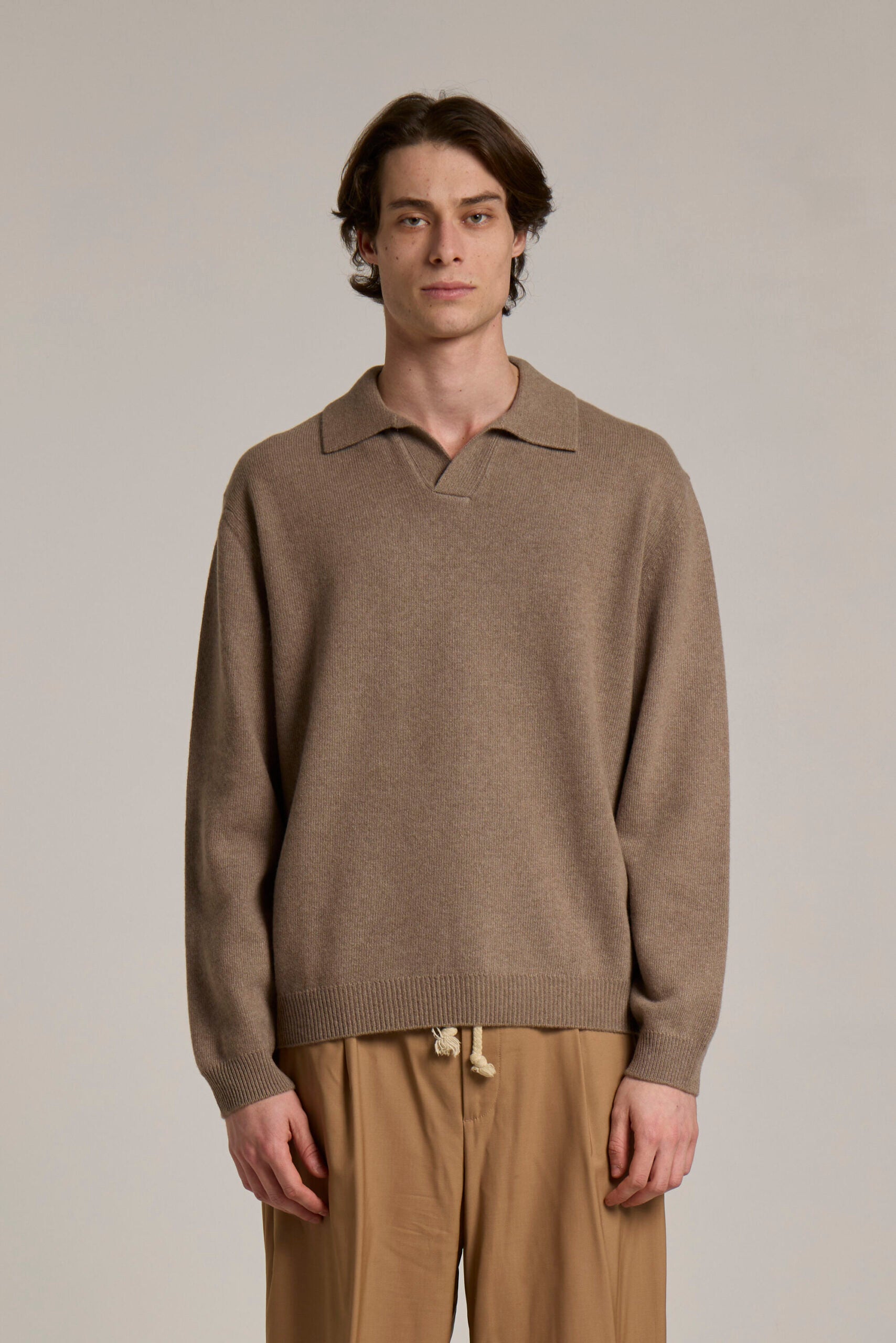 MERINO CASHMERE POLO - SABBIOSO