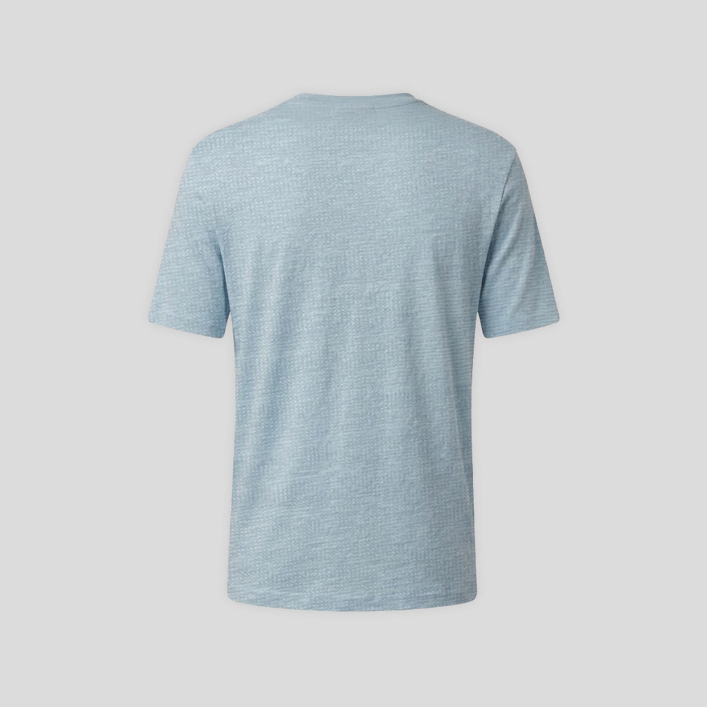LINEN CREW T-SHIRT - CIELO