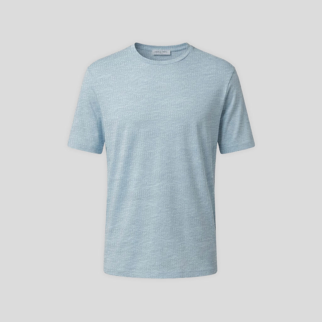 LINEN CREW T-SHIRT - CIELO