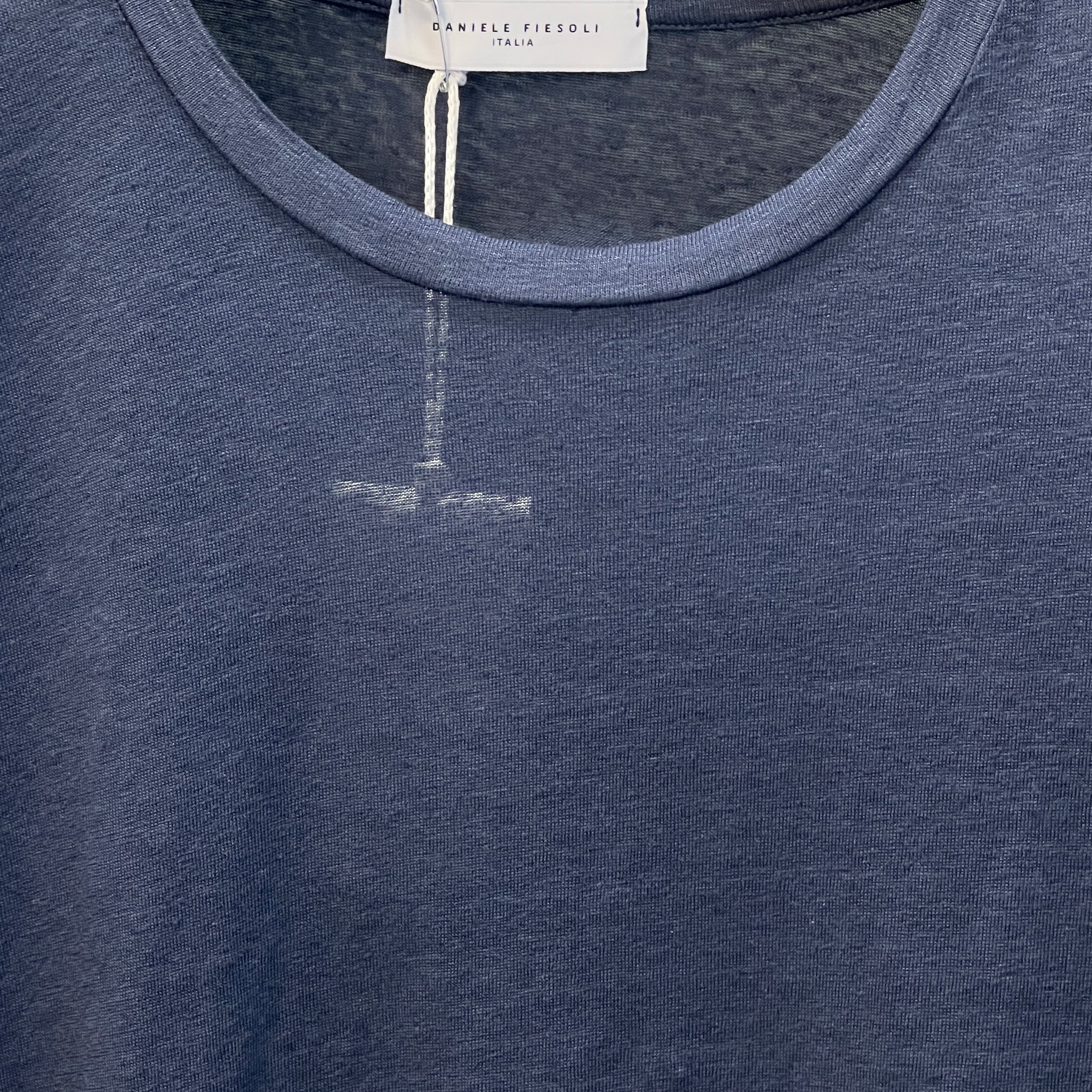 LINEN CREW T-SHIRT - BLUE