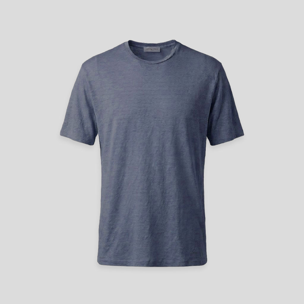 LINEN CREW T-SHIRT - BLUE