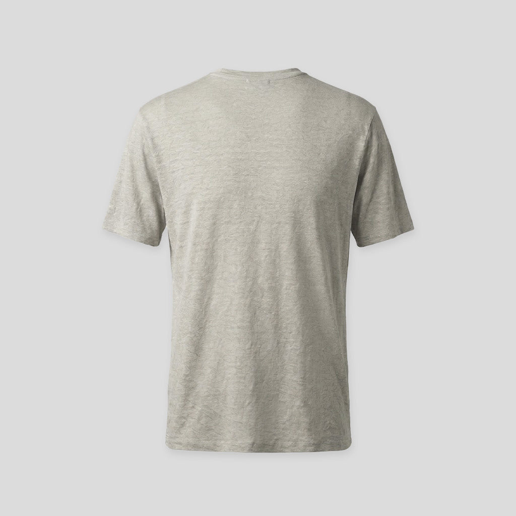 LINEN CREW T-SHIRT  - BEIGE