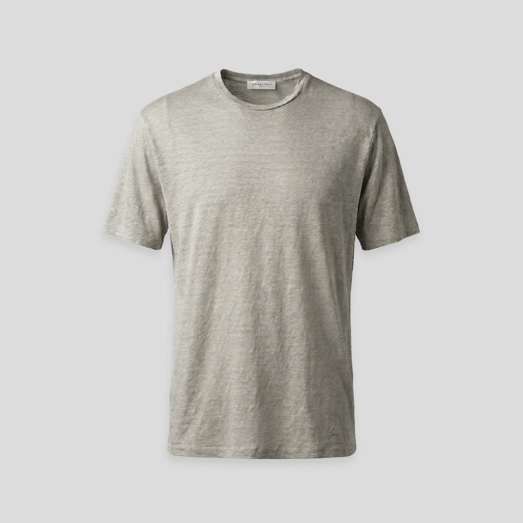 LINEN CREW T-SHIRT  - BEIGE