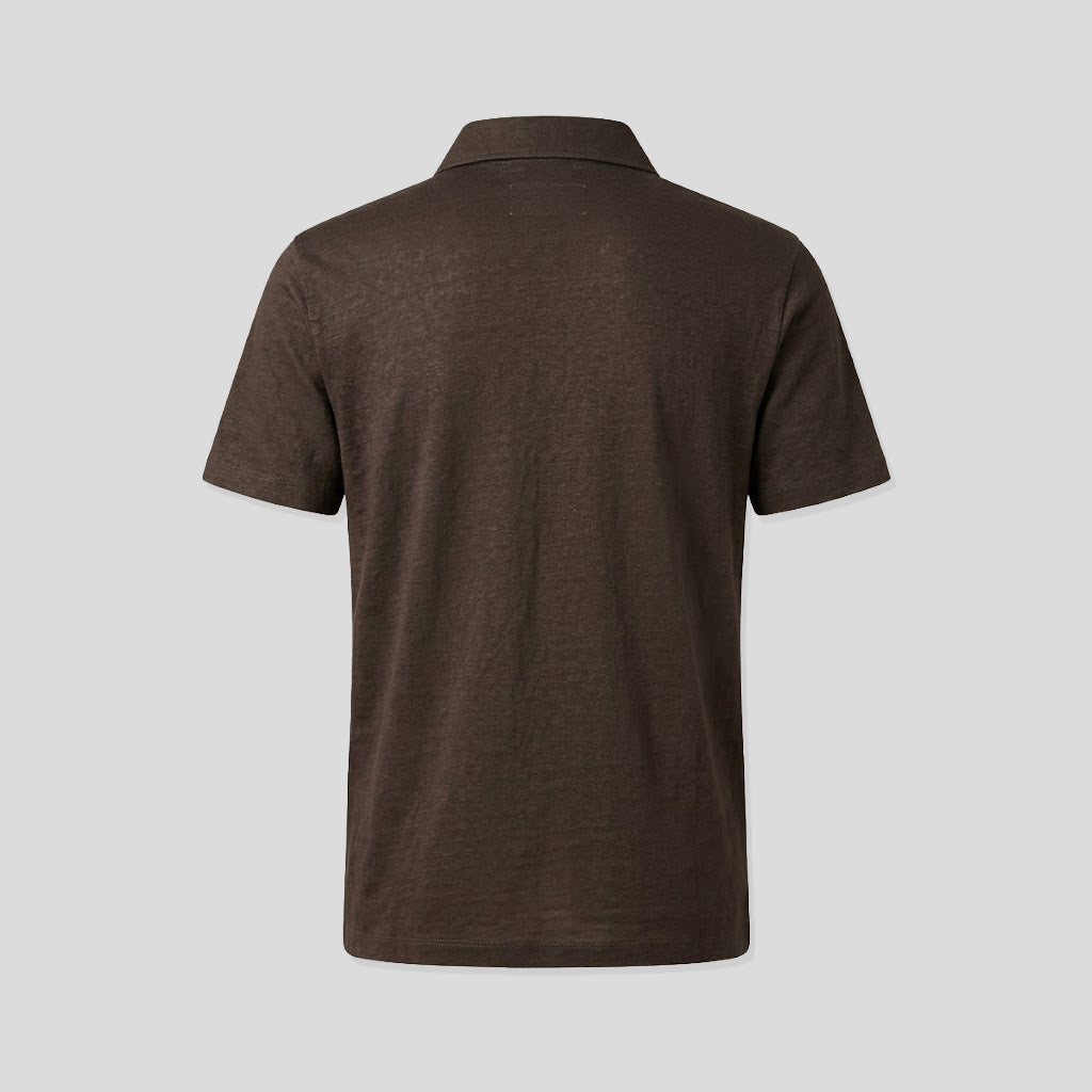 LINEN POLO - MORO BROWN