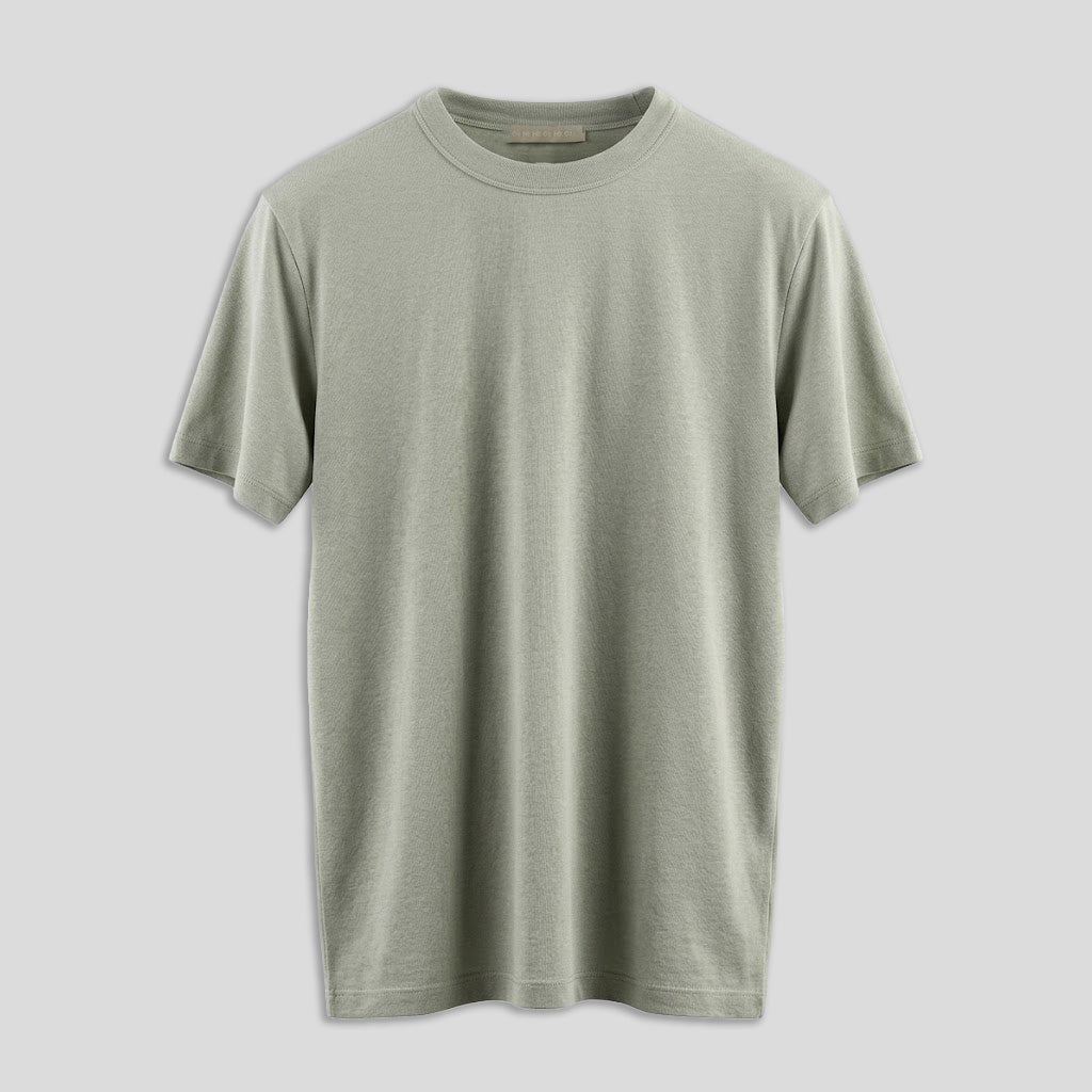 SHORT SLEEVE COTTON SHIRT - SALVIA