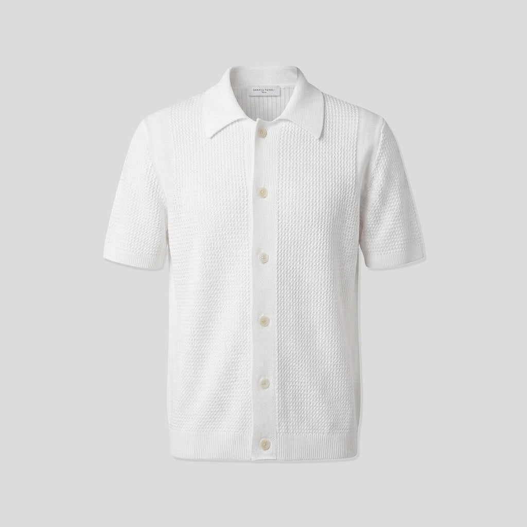 SHORT SLEEVE KNITTED SHIRT - PANNA WHITE
