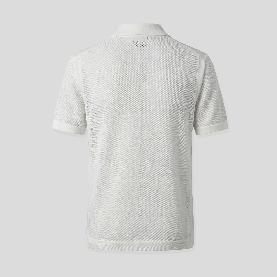 HALF-ZIP KNIT POLO - WHITE