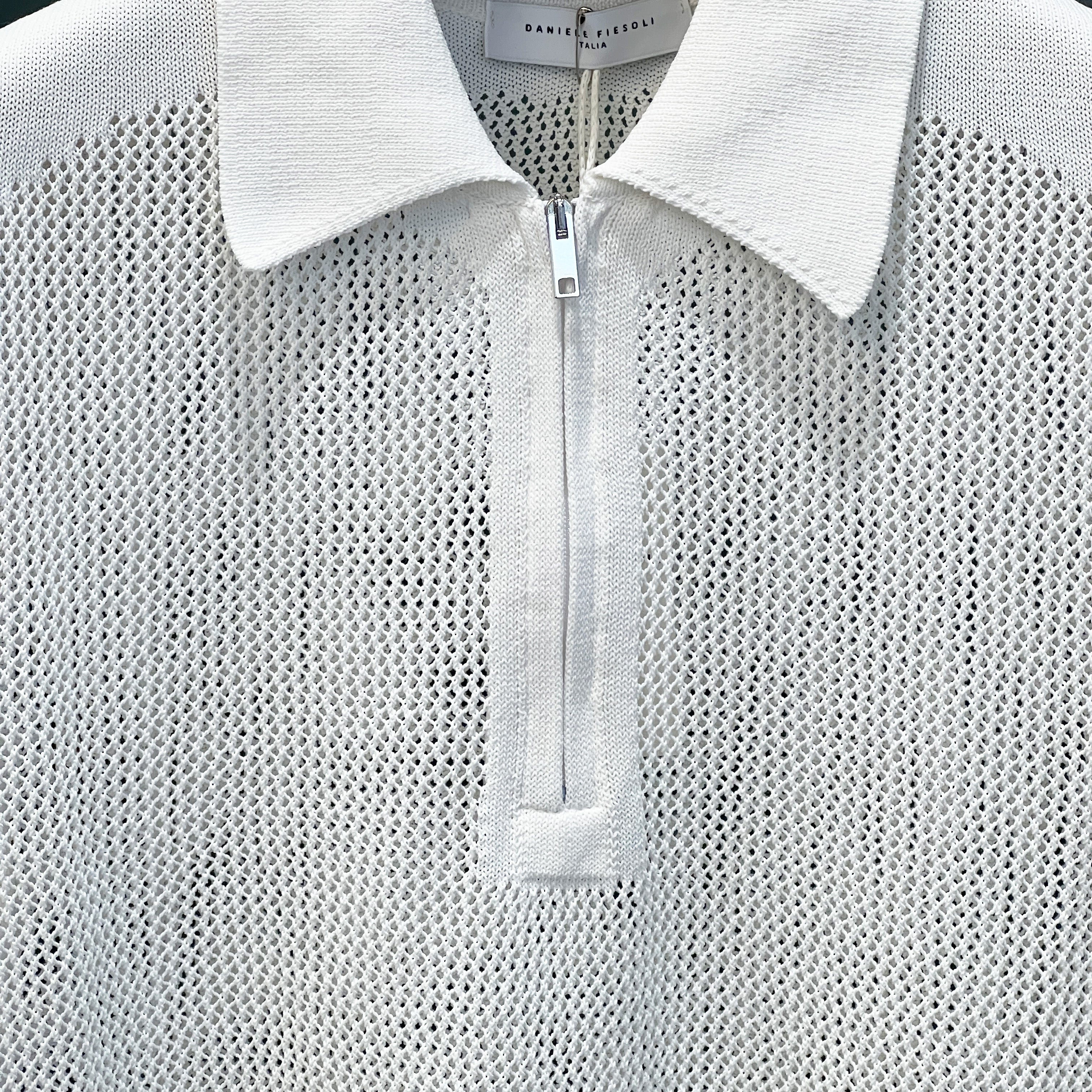 HALF-ZIP KNIT POLO - WHITE