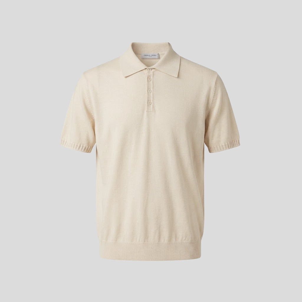 KNIT POLO - ECRU BEIGE