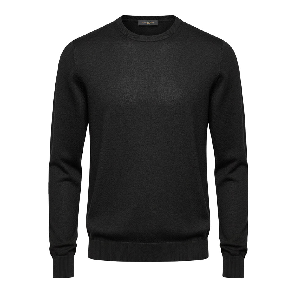 MERINO WOOL CREW NECK - NERO BLACK