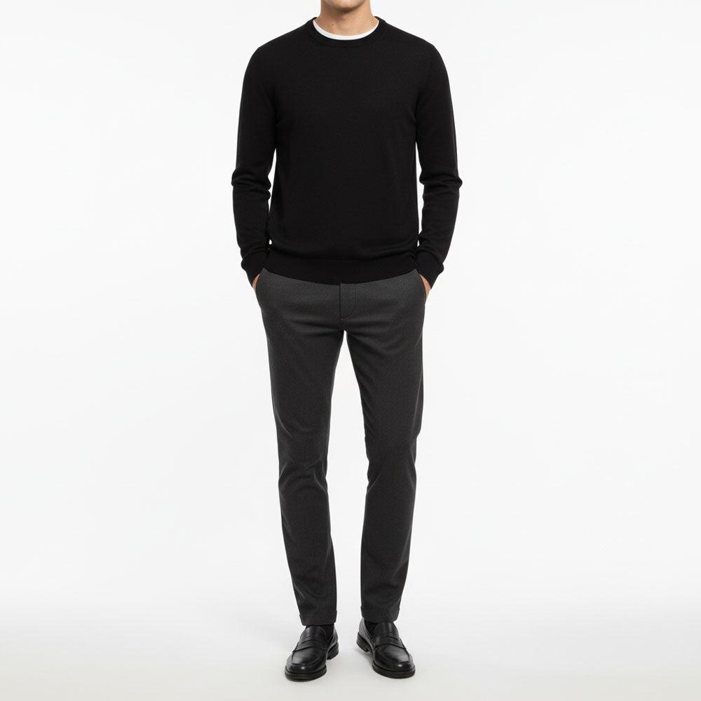 MERINO WOOL CREW NECK - NERO BLACK