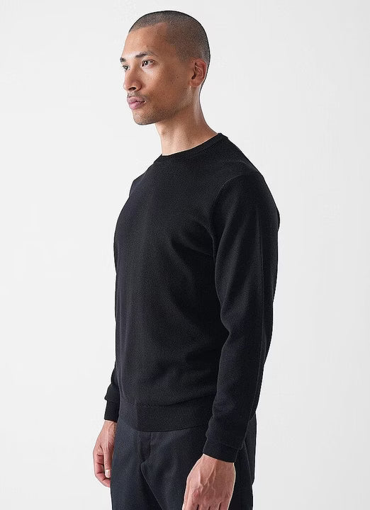 MERINO WOOL CREW NECK - NERO BLACK