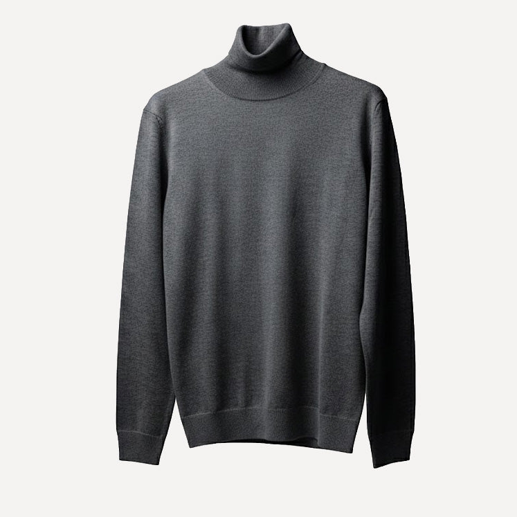 LONGSLEEVE MOCK NECK SWEATER- ASFALTO