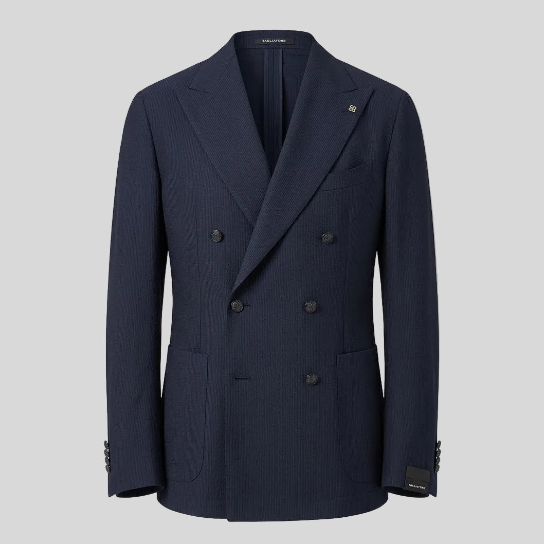 VIRGIN WOOL DOUBLE-BREASTED BLAZER - NAVY