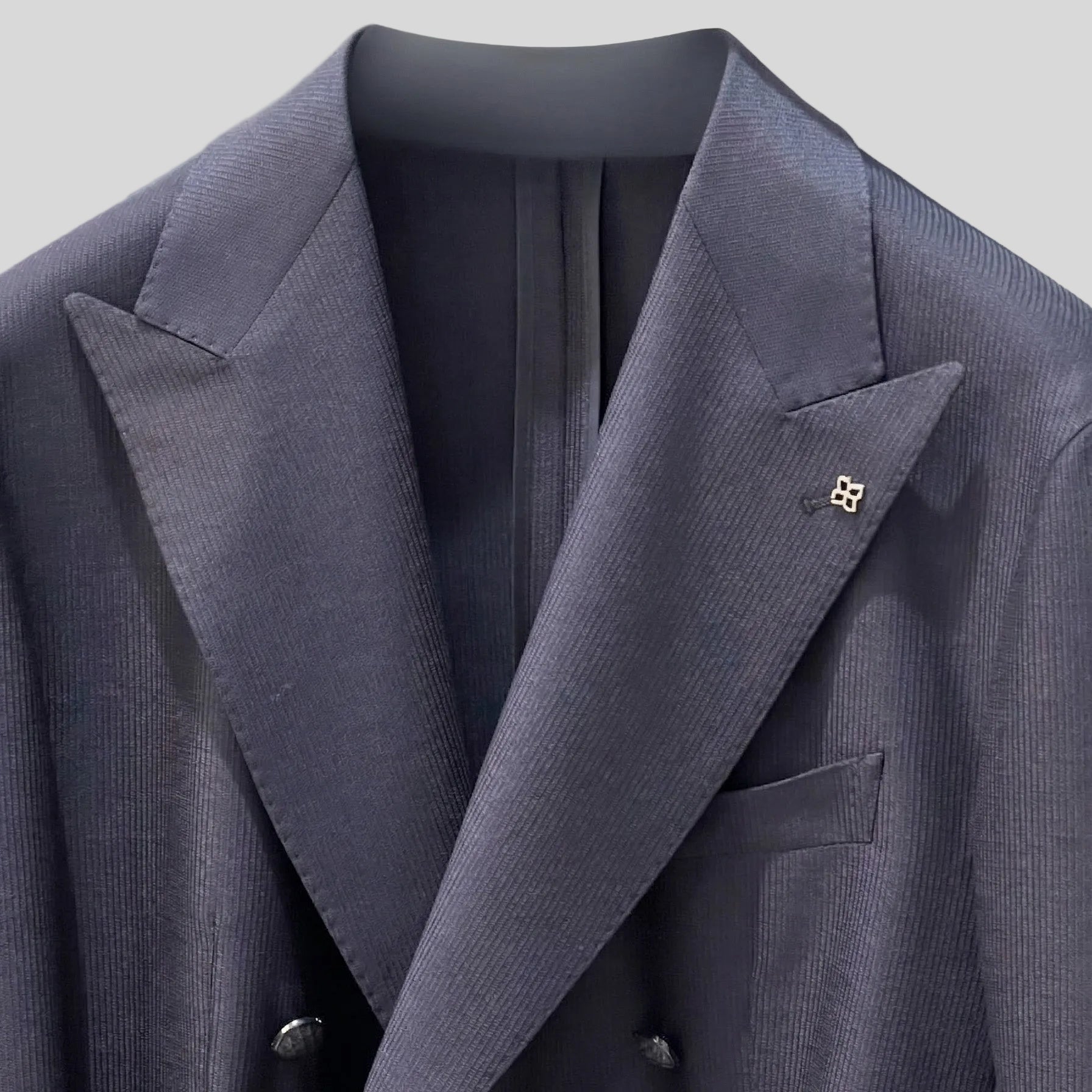 VIRGIN WOOL DOUBLE-BREASTED BLAZER - NAVY
