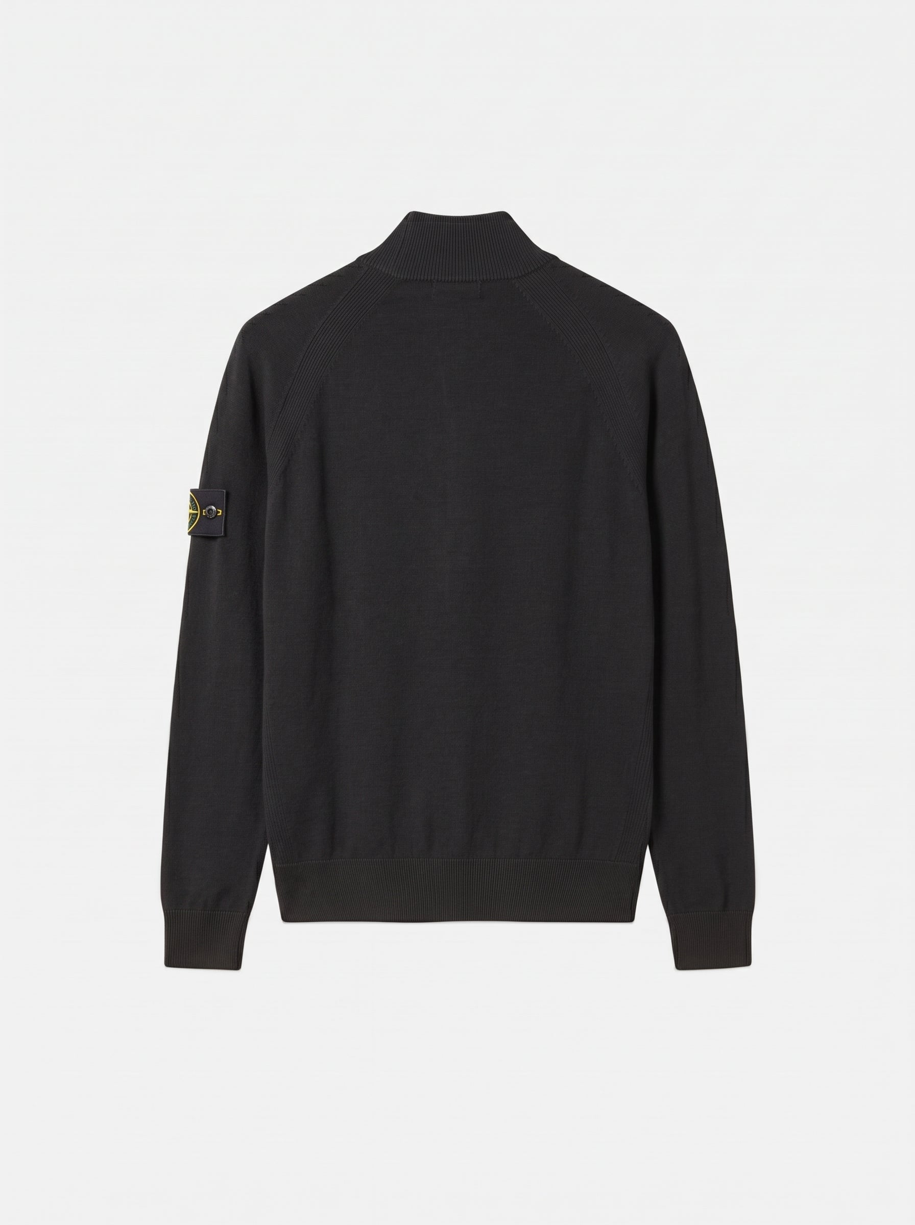 QUARTER-ZIP RWS WOOL BLEND SWEATER - BLACK