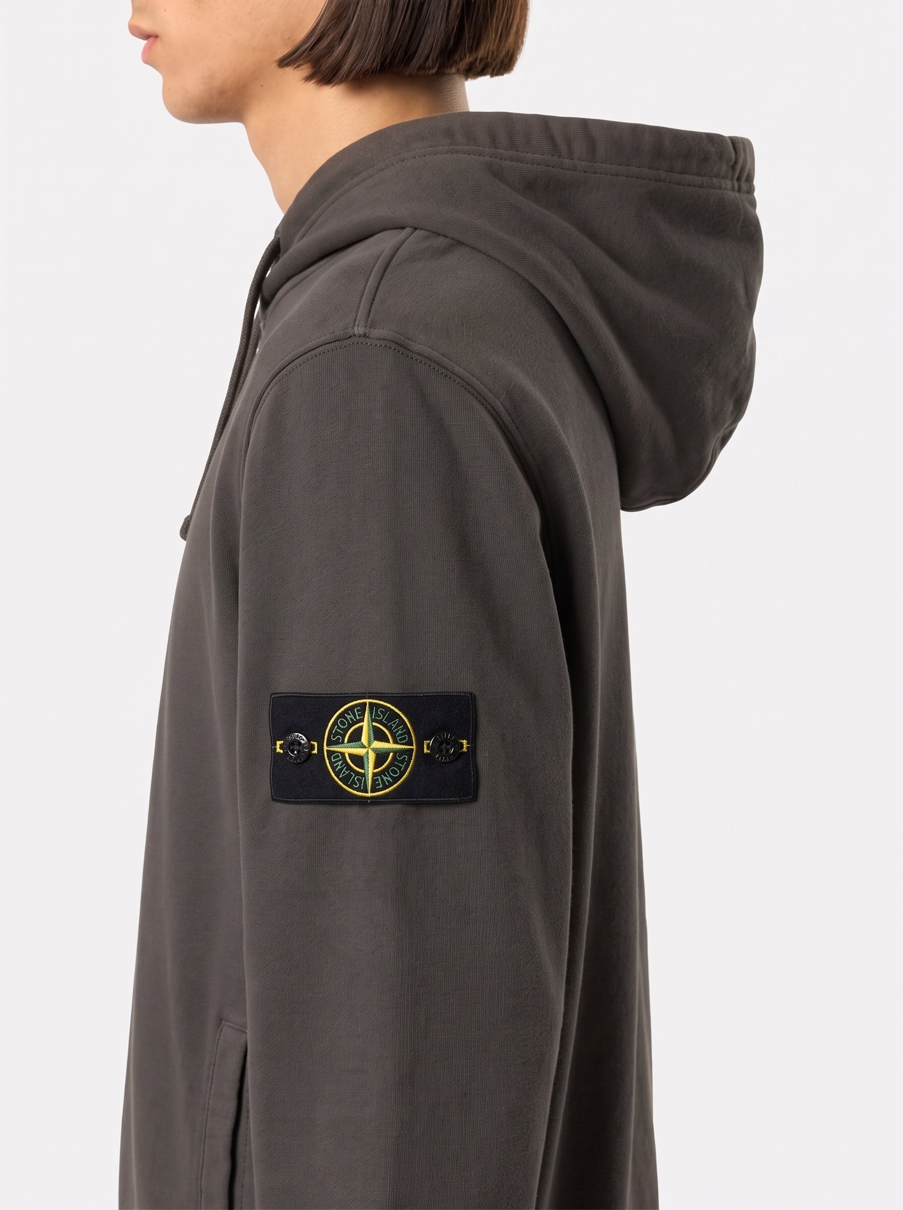 BRUSHED ORGANIC COTTON FLEECE HOODIE - COAL GREY
