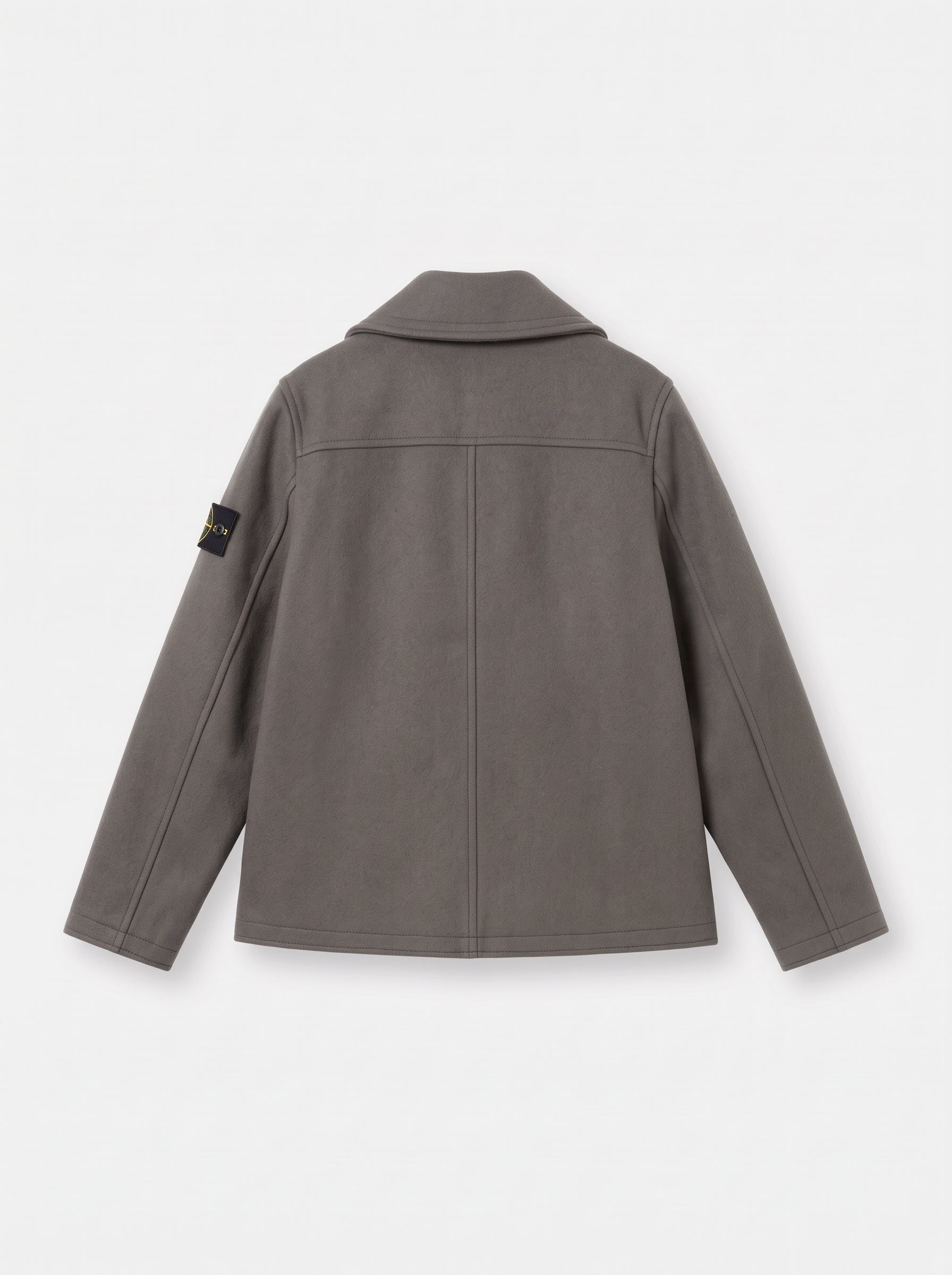 HEAVY MELTON DOUBLE-BREASTED PEACOAT - LEAD GREY