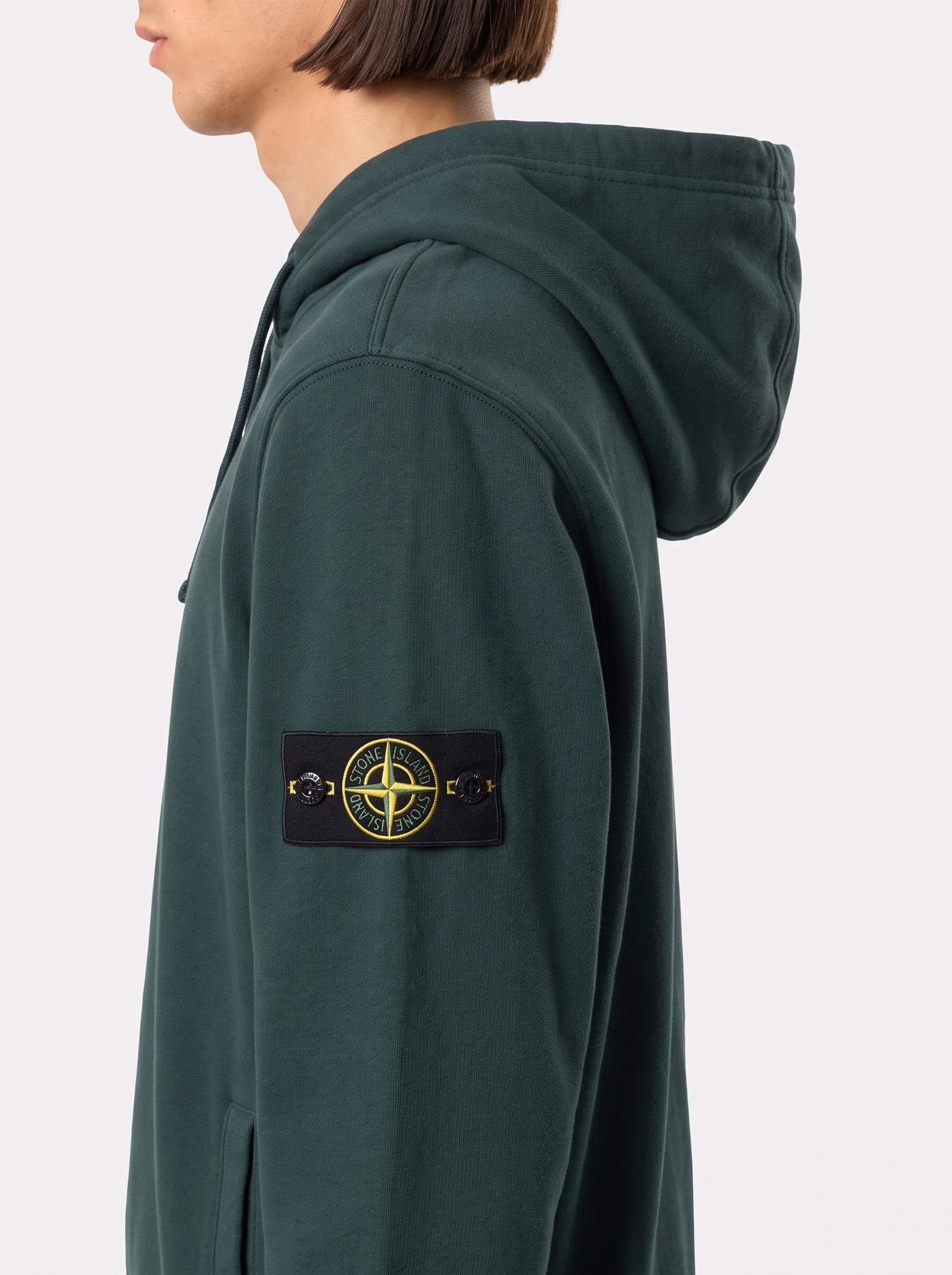 BRUSHED ORGANIC COTTON FLEECE HOODIE - DARK GREEN